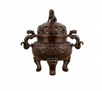 Viahsen Brûleur D'encens Craquelé Brûle-Parfum Sculpté, Classique, Encensoir Rond, pr Salon, Marron, 13.5CM