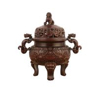 Viahsen Brûleur D'encens Craquelé Brûle-Parfum Sculpté, Classique, Encensoir Rond, pr Salon, Marron, 19CM