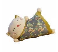 Viahsen Coussin Oreiller Chat Décoratif Coussin Peluche Traversin Oreiller Canapé Doux Toucher Doux Remplissage PP Coton Soutien Léger Nettoyage Aisé Adapté, Vert, Classique - Non Déhoussable