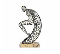 Viahsen Figurine Décorative Sculpture Femme Moderne Statue Abstraite Œuvre d'art Statuette Métal Profil Stylisé Finition Éclatante Socle Marbre Équilibré Adaptée au Salon Décoration d'entreprise, M2