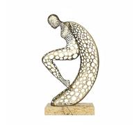 Viahsen Figurine Décorative Sculpture Femme Moderne Statue Abstraite Œuvre d'art Statuette Métal Profil Stylisé Finition Éclatante Socle Marbre Équilibré Adaptée au Salon Décoration d'entreprise, M1