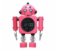 Viahsen Réveil Enfant Numérique Réveil Table Horloge Chevet Écran Grand Chiffres Veilleuse Intégrée Design Ludique Aide Organisation Quotidienne Matériaux, Rouge