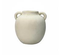 Viahsen Vase en Céramique Vase Décoratif Jarre Pot Ornement Finition Granulée Intemporel Matière Adapté au Salon Couloir Salle à Manger Maison Appartement, Blanc, Finition Sable