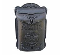 Viahsen Vintage Mailbox Boîte aux Lettres Murale Boîte Postale Coffret Courrier en Fonte Charme Ancien Couvercle Ornementé Collecte Courrier Pratique Adaptée, Boîte Aux Lettres avec Logo