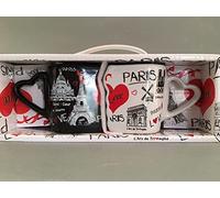 VIANAYA - Set de 2 mini mugs qui s'encastrent - modele I love Paris - petite taille hauteur 7CM