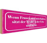 vianmo Panneau en bois 10x27 cm Frauen unterhalten Teufel lernt