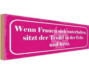 vianmo Panneau en bois 10x27 cm Frauen unterhalten Teufel lernt