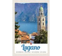 vianmo Panneau en bois 18x12 cm Lugano Schweiz See Kirche