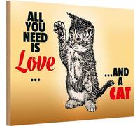vianmo Panneau en bois 20x30 cm All you need is love and a cat
