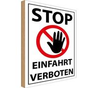vianmo Panneau en bois 30x20 cm Stop Einfahrt verboten