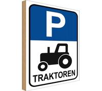 vianmo Panneau en bois 40x30 cm Parkplatz Traktor