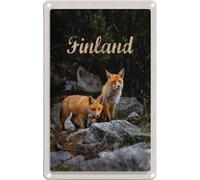 vianmo Plaque en tôle 18x12 cm Finnland Füchse Wald Tiere