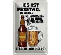 vianmo Plaque en tôle 30x20 cm es ist Freitag Bier Flasche Glas