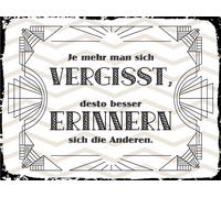 vianmo Plaque en tôle 30x40 cm je mehr man sich vergisst, desto besser Deko Schild
