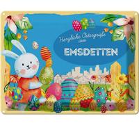 vianmo Plaque en tôle 30x40 cm Ostern Ostergrüße EMSDETTEN
