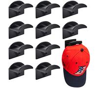 Vibbang 10 Pièces Crochets de Chapeaux Support mural pour chapeau et perruque casque de baseball adhésif sans perforation double hook Porte-Chapeaux Organisateur pour la maison, l'entrée (le noir)