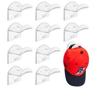 Vibbang 10 Pièces Crochets de Chapeaux Support Mural pour Chapeau et Perruque Casque de Baseball adhésif sans Perforation Double Hook Porte-Chapeaux Organisateur pour la Maison, l'entrée (Transparent)