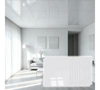 Vibeo Carrelage Adhesif Mural Dalles de Plafond Autocollantes 30 x 30 cm | Carreaux de Crédence en PVC Brillant à Coller, Cache-plafonds Adhésifs Blancs Découpables, Stickers Adhésifs Imperméables