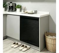 Vibeo Porte Accordéon Interieur Portes de Placard à Enroulement Noires avec Rail/Poignée, Kit de Porte Coulissante à Tambour 50-100 cm, Porte Coulissante à Tambour pour Placard(90x75cm(35.4x29.5in))