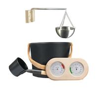 Vibhgtf Seau à Sauna en Aluminium - Set de louches, louche Portable, cèdre | Eau pour Vapeur pour Sauna | Kit Complet pour Sauna, Seau à Sauna en Bois, Outil en Plastique,