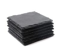 Vibratite Lot de 6 Dessous de Verre carrés en Ardoise - 10,2 cm - Noir - avec Fond Anti-Rayures - pour Boissons, Bar, Cuisine, décoration d'intérieur - Gravure