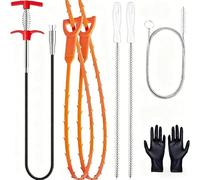 Vibrivio Déboucheur Canalisations Professionnel 7 Pièces, Flexible 1,6 m avec Pince et Brosse, Élimine les Cheveux dans Cuisine Salle de Bain Égout, Réutilisable