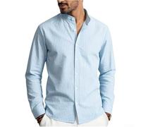 Vibsky Chemise d'affaires en polyester mélangé pour homme sans plis | Le tissu extensible permet une liberté de mouvement, col montant, adapté pour les occasions professionnelles et décontractées