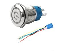 Vibsky Interrupteur à bouton-poussoir en acier inoxydable 22 mm 12-24 V Type de verrouillage IP66 IK09 avec indicateur LED Éclairage du véhicule (rouge)