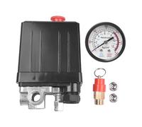 Vibsky Pressostat 4 ports compresseur d'air 175 PSI avec soupape de sécurité, régulateur d'arrêt manuel collecteur atelier, 240 V 15 A en métal pour plastique