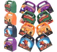 VICASKY 12 Pièces Boîte à Bonbons en Papier pour Halloween Poignée, Design Créatif et Forme Originale, Facile à Ranger pour Fête et Décoration Festive