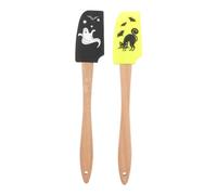 VICASKY 2 Pièces Spatule à Crème en Silicone Manche en Bois Léger et Facile à Transporter, Design Classique Halloween Fantôme pour Pâtisserie Cuisine