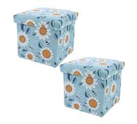 VICASKY 2 Pièces Tabouret de Rangement Pliable en Tissu Coton Repose-Pieds, Léger et Adapté pour Chambre ou Buanderie, Capacité de Rangement Pratique