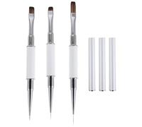 VICASKY 3pièces Pinceaux pour Nail Art Double Embout Stylo à Ongles pour Tracé de Lignes Précis Outil de Décoration de Manucure et Effets Dégradés