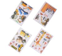 VICASKY 4 Pièces Stickers Fenêtre en Pvc pour Chambre Bébé et Crèche, Facile à Appliquer par Statique, Décorations Véhicules de Chantier pour Garçon et Filles et Tout-petits