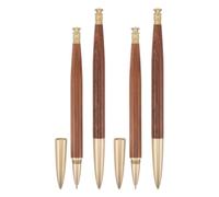 VICASKY 4 Pièces Stylo Signature en Laiton et Bois, Pointe Fine 0,5mm, Lot | Recharge Remplaçable, Flux D’encre Régulier, Gravure Possible, pour Notes de Réunion et Agendas