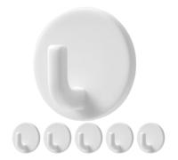 VICASKY 6 Pièces Petit Crochet Adhésif Mural Rond en ABS Blanc | Montage sans Abîmer la Surface, Style Simple Contemporain, pour L’entrée, la Chambre et L’appartement