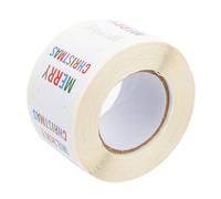 VICASKY Autocollants Joyeux Noël Colorés, Étiquette Adhésive Papier, | Enveloppes et Présents, Texte Anglais Imprimé, Surface Lisse, Modèle Auto-adhésif, 1 Rouleau