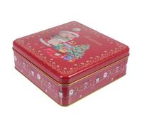 VICASKY Boîte de Noël en Fer pour Biscuits et Chocolat, Rouge, Légère | Emballage Festif, Format Carré Portable, Usage Décoration de Noël, Coffret pour Offrir