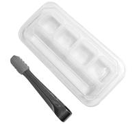 VICASKY Boîte de Rangement Accessoire Portable et Réutilisable en Acier Inoxydable pour Glaçons avec Pince à Glace, 4 Compartiments pour Pierres à Whisky pour Bar ou Maison