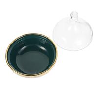 VICASKY Céramique Ramequin avec Couvercle, Bol à Dessert pour Maison | Verre et Céramique, Conservation des Aliments, Usage Multiple, Vert, pour Fêtes et Service