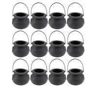 VICASKY Chaudron Sorciere Halloween SorcièRe Mini-Chaudrons Noirs | En Plastique Accessoire 12 Pièces Chaudron Noir en Plastique pour Bonbons Halloween DéCoratif Pour Bonbons