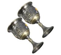 VICASKY Coffret 2pcs Gobelets à Vin en Alliage D'étain Or Motif Chic Élégant, Style Européen Délicat pour Fête ou Décoration Multifonction