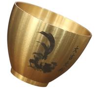 VICASKY Coupe Bouddhiste Design Épais et Base Plate en Laiton Doré pour Offrande D'eau, Bol Rituel Multifonction, Décorations pour Temples et Points de Contemplation
