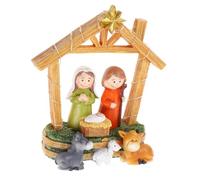 VICASKY Crèche de Noël Miniature en Résine, Scène Nativité Lumineuse | Décor de Table pour Village de Noël, Finition Détaillée, sans Batterie Incluse, Présent Saisonnier