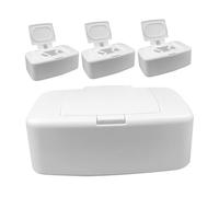 VICASKY Distributeur de Lingettes Portable 4 Pièces Plastique Blanc Boîte à Mouchoirs Moderne pour Salle de Bain Salon Chambre Antibactérien Recharge Facile