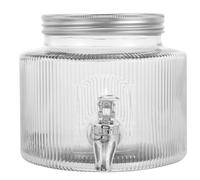 VICASKY Distributeur D'eau en Verre 2,8l avec Robinet Blanc, Design Unique et Facile à Verser, pour Boissons Fraîches et Cocktails
