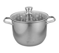VICASKY Faitout Inox 304 Haut et Épais, Marmite à Soupe Vapeur Multifonction, Argenté, Acier Inoxydable, Couvercle en Verre Trempé, Surface Résistante aux Rayures, Familles, Restaurant
