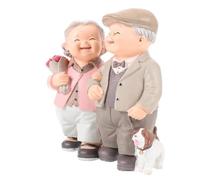 VICASKY Figurine de Vieux Couple Marié Décoration Intérieure Douce et Compacte en Résine Couleur Aléatoire Présent Grand Parent pour Bureaux et Mini Jardins