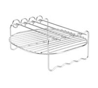 VICASKY Grille de Barbecue Brochettes en Acier Inoxydable Rectangulaire | Grille pour Friteuse, Accessoires pour Friteuses, Étagère Inoxydable, Cuisson Air Fryer, Argenté