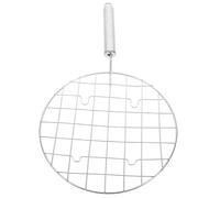VICASKY Grille Ronde en Acier Inoxydable Poignée pour Barbecue Extérieur, Filet de Cuisson Polyvalent pour Poisson et Viande Lors de Pique-niques et Camping